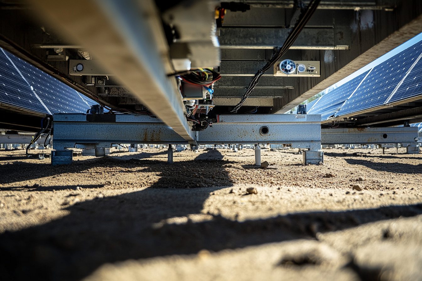 Drone terrestre (UGV) Ingefly sous des panneaux photovoltaïques